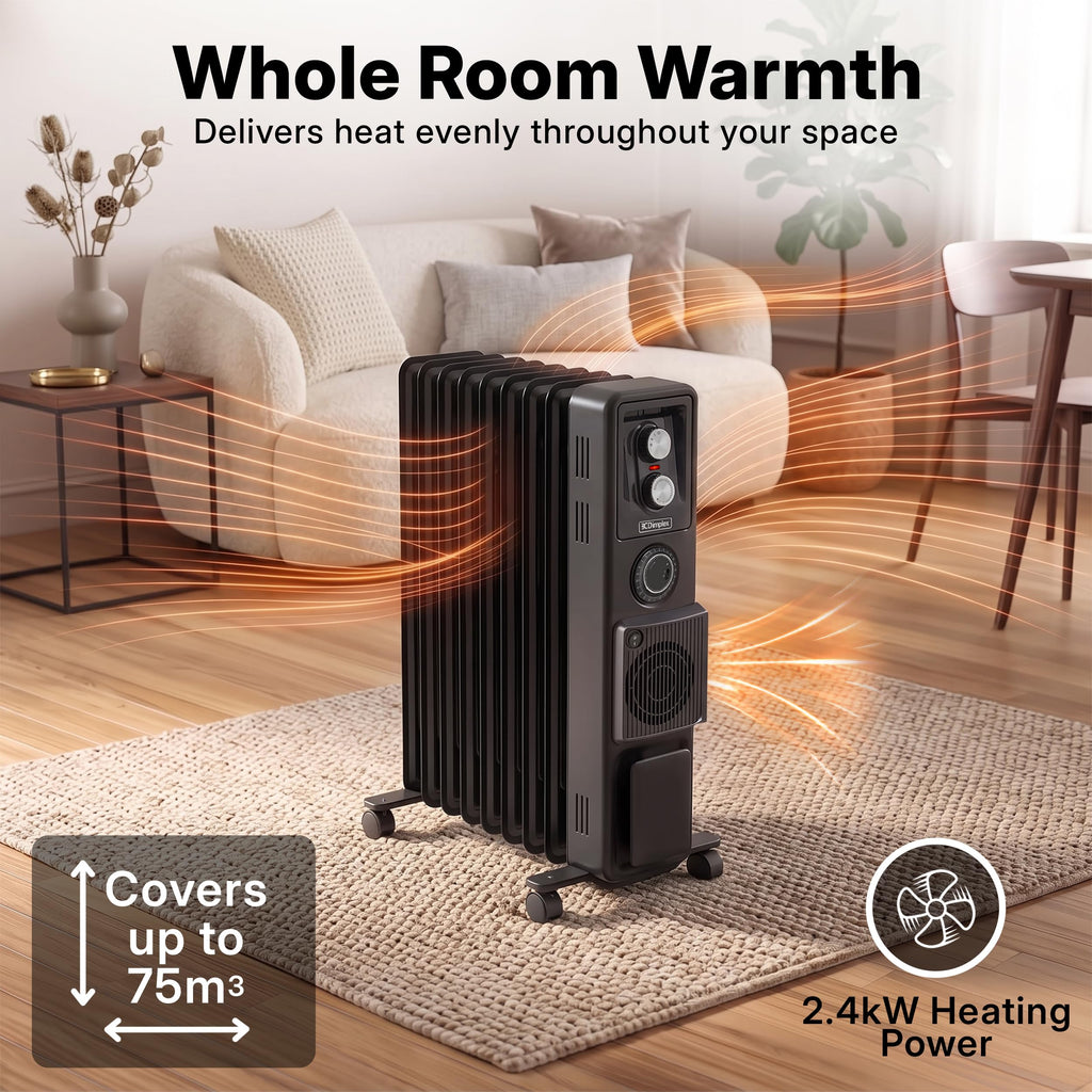 Dimplex ECR20TIE Oil Free Portable Radiator, 2kW Electric Heater, Timer