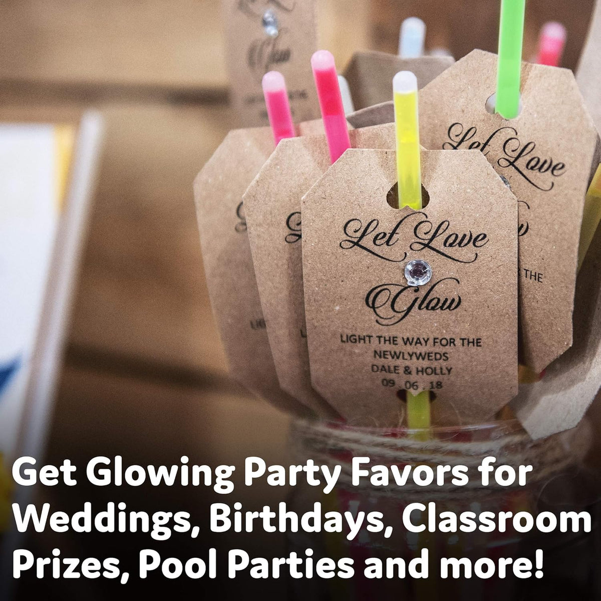 PartySticks Glow Sticks Halloween Party Supplies 100pk - 8 Inch Glow in the Dark Light Up Sticks Party Favors, Glow Party Decorations, Neon Party Glow Necklaces and Glow Bracelets with Connectors