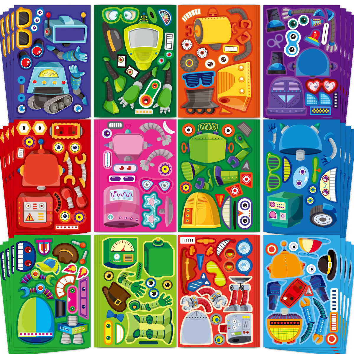 48 Sheets Pumpkin Face Stickers Kids Halloween Party Favors Crafts