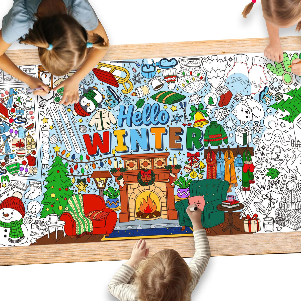 Gatherfun Ramadan Activity Poster & Home Decor - 31.5 x 72 Coloring Banner/Table Cover for Eid Mubarak Decoration, for School Parties & Ramadan Decoration