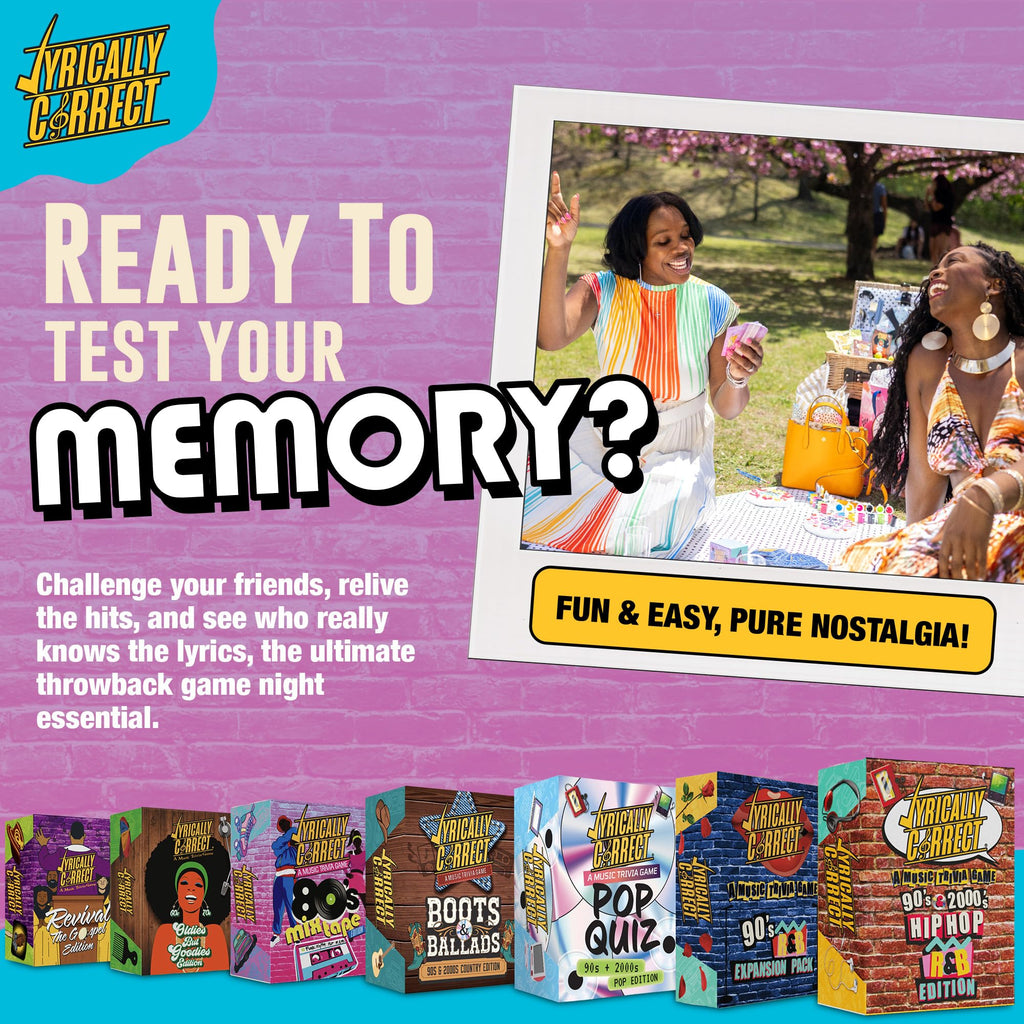 Lyrically Correct '90s & 2000s Pop Edition – Music Trivia Family Card Game