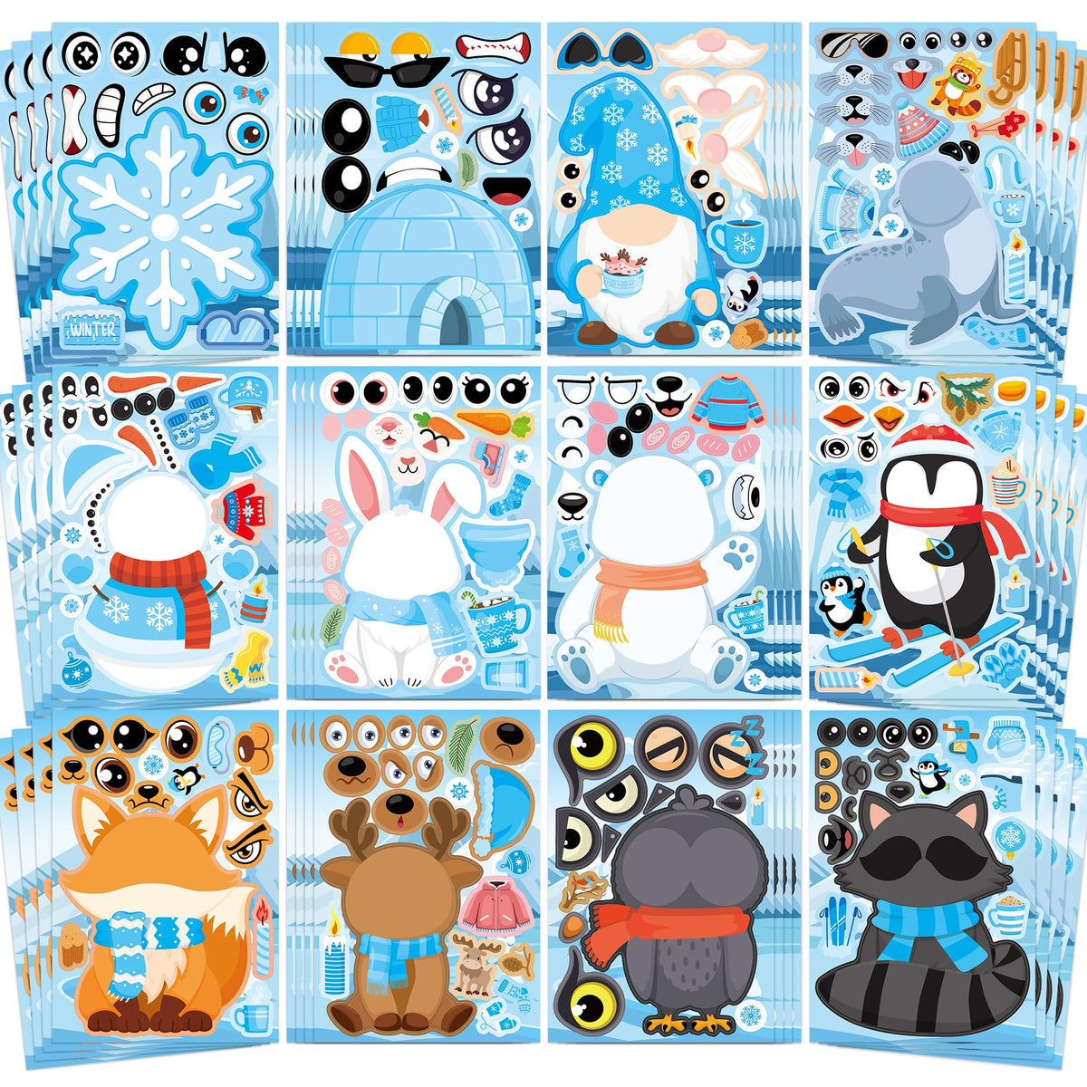48 Sheets Pumpkin Face Stickers Kids Halloween Party Favors Crafts