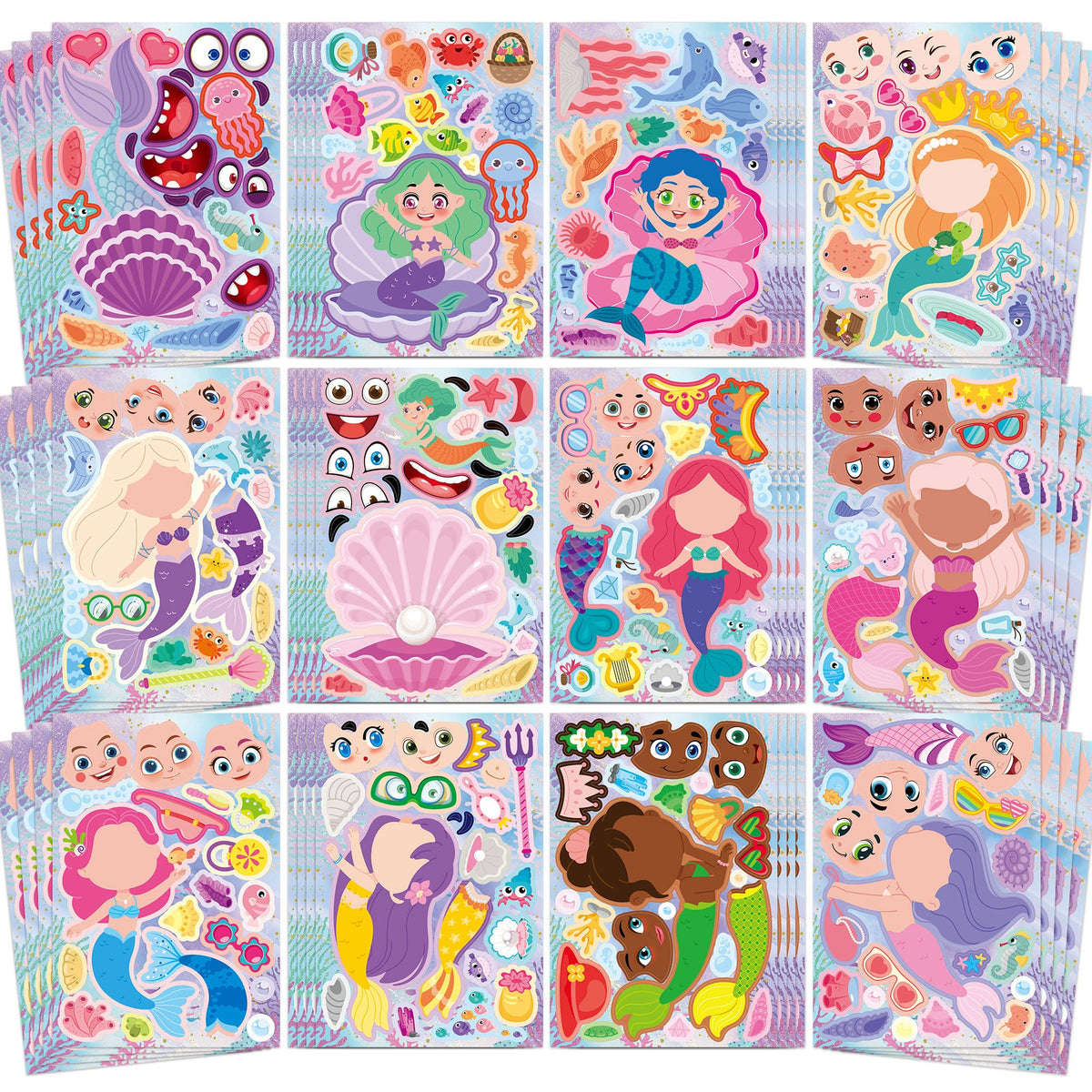 48 Sheets Pumpkin Face Stickers Kids Halloween Party Favors Crafts
