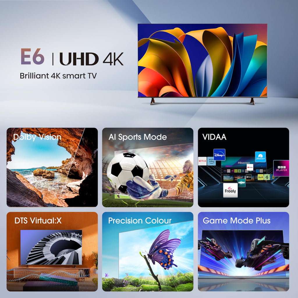 Hisense 55 Inch 55E6QTUK 4K Ultra HD Smart AI TV