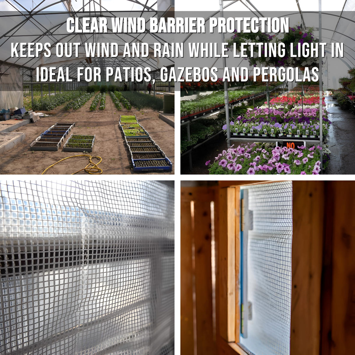 3m x 3m Clear Leno Tarpaulin - Heavy-Duty Waterproof 100 GSM Reinforced Transparent Tarp Sheet with Mesh Support, Rubber Strengthened Corners - UV‑Resistant Cover for Garden, Greenhouse, Groundsheet