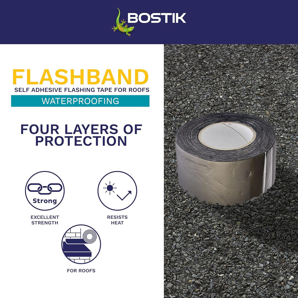 Bostik Flashband Self Adhesive Flashing Tape for Roofs Grey - 150mm x 10m