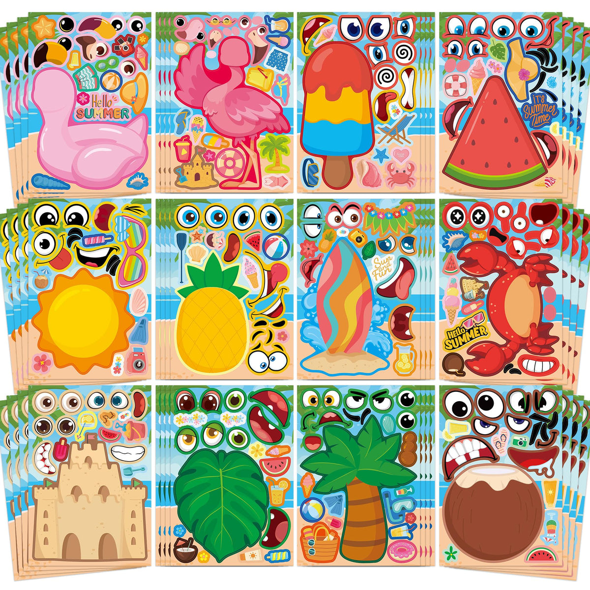 48 Sheets Pumpkin Face Stickers Kids Halloween Party Favors Crafts