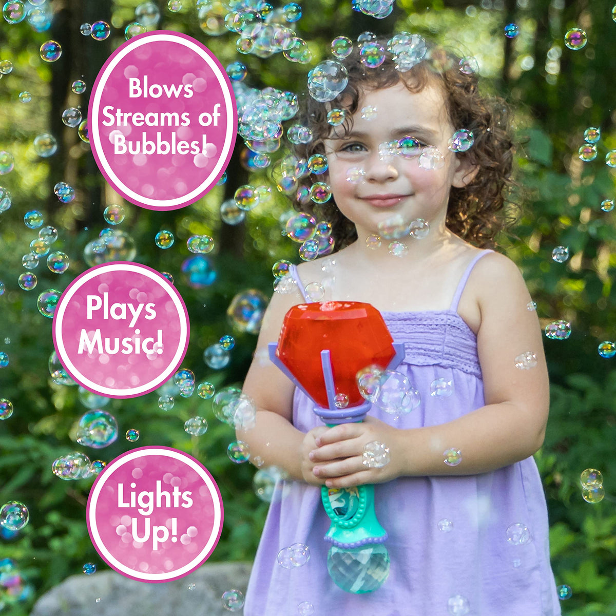 Little Kids Disney Mickey Mouse Light and Sound Musical Bubble Wand, Includes Bubble Solution, Multi (20511)