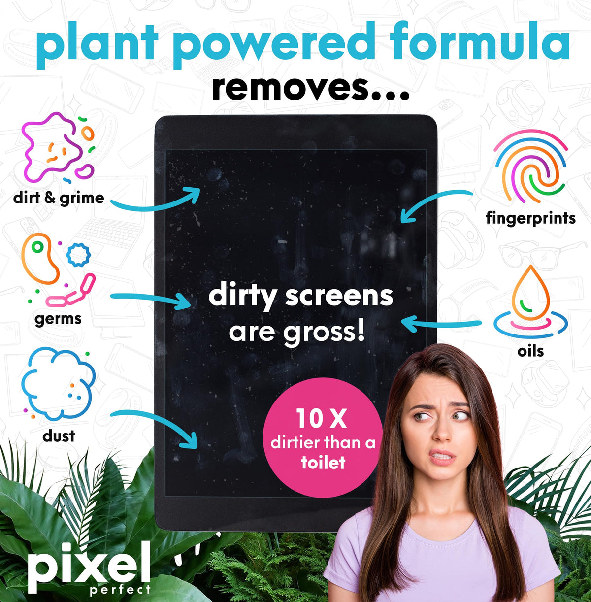 Pixel 500ml Screen Cleaner Spray & Microfiber Cloth Kit for LED, OLED, QLED, LCD TV, Laptops, Monitors, Phones, Tablets, Premium Natural Spray Cleaning Kit