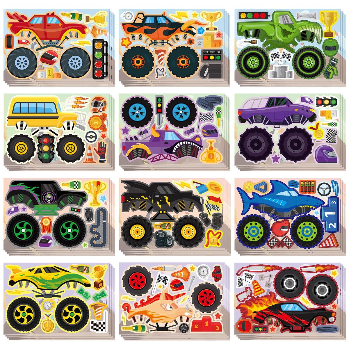 48 Sheets Pumpkin Face Stickers Kids Halloween Party Favors Crafts