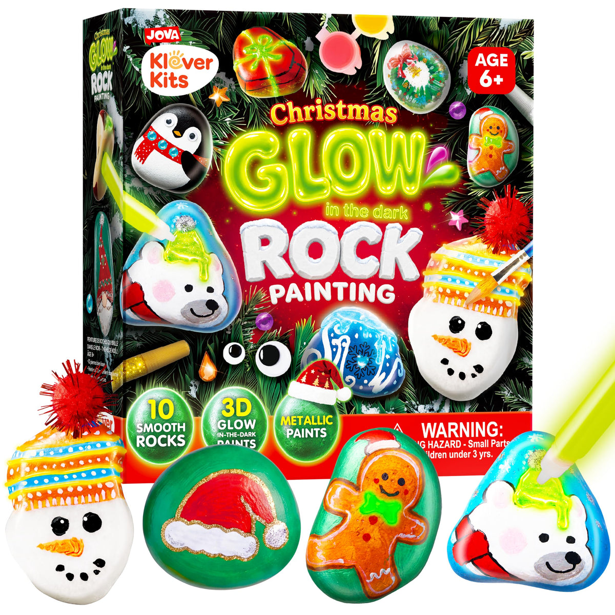 Rock Painting Kit- Glow in The Dark Rock Kit, Arts and Crafts for Kids Ages 6-12, Art Supplies Toy, Kids Craft Paint Kits, Arts & Crafts for Boys Girls Birthday Party Gift Toy