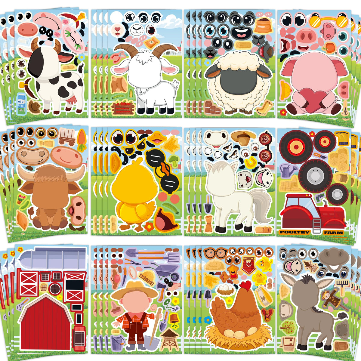 48 Sheets Pumpkin Face Stickers Kids Halloween Party Favors Crafts