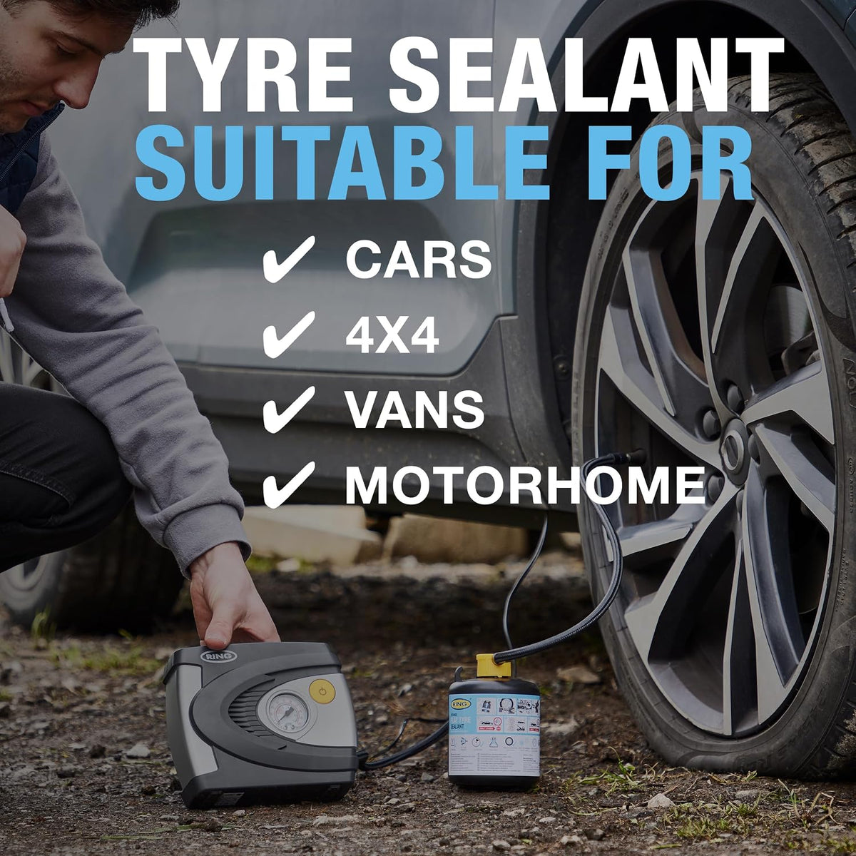 RING Flat Tyre Sealant, Quick & Easy Puncture Repair Kit