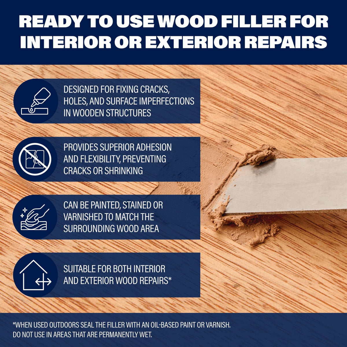 Bartoline Ready Mixed Wood Filler Brown 500g – Durable & Easy-to-Use Filler for Interior & Exterior Wood Repairs