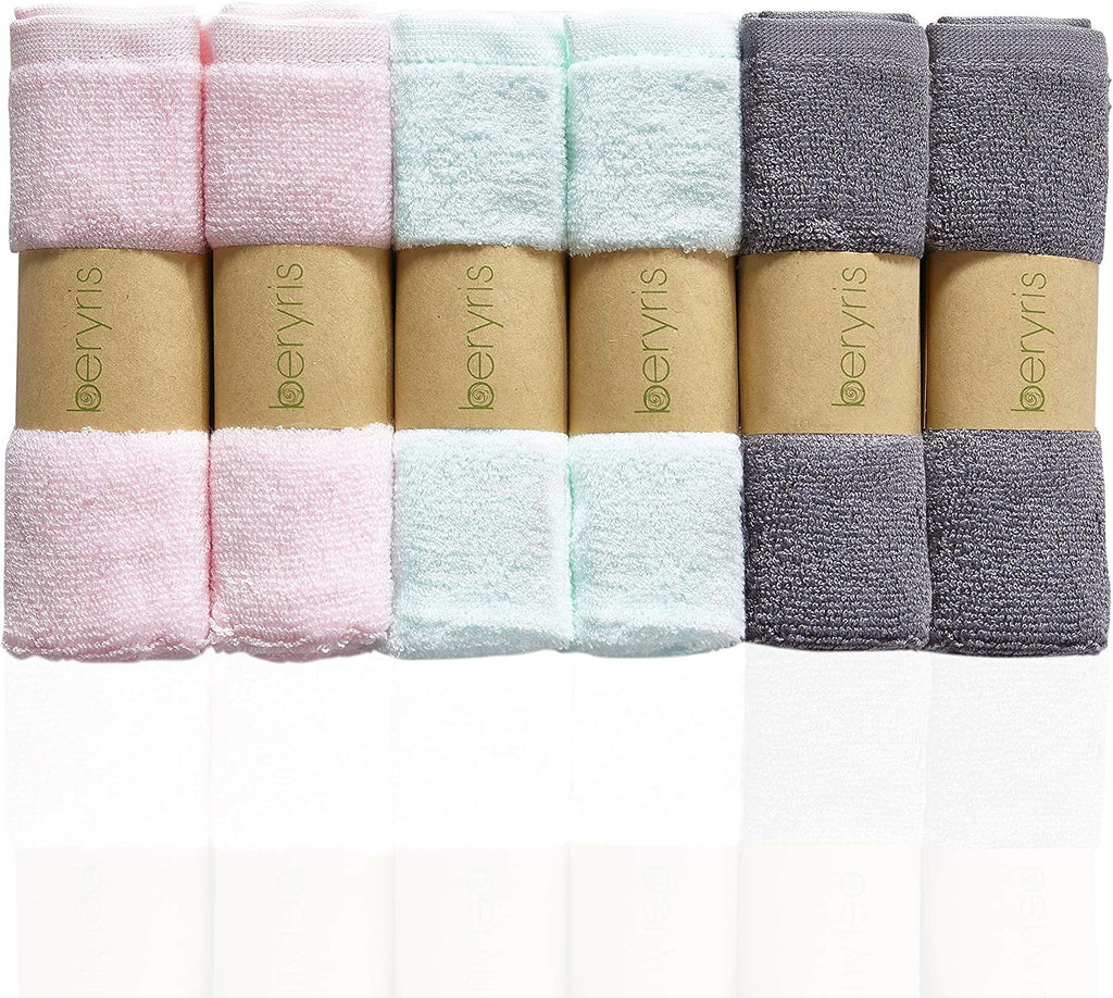 Flannel face cloth (6-Pack) - Bamboo face cloth Ultra-Soft & Baby Wash cloth for Baby's Sensitive Skin - Size 10"x10" face flannels - face cloths for washing face- Antibacterial Adult Flannel