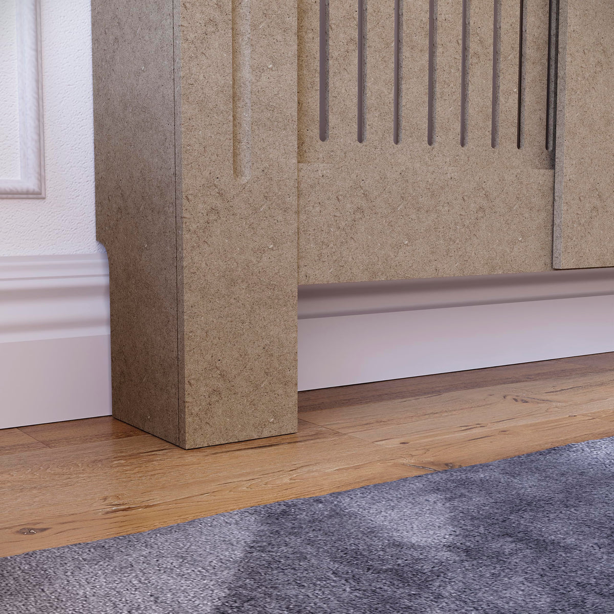 Vida Designs Chelsea Radiator Cover White - Medium - Modern Vertical Slat Design For Optimal Heat Circulation - H82xW111xD19cm - Painted MDF Cabinet Ideal For Living Room & Hallway