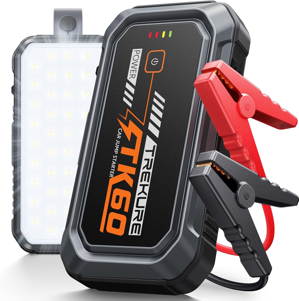 TREKURE 6000A Jump Starter Power Pack, 12V Car Battery Booster Jump Starter for up 9L Gas/6.5L Diesel Engine, Car Jump Starter with Magnetic LED Light, Car Jump Starter Power Bank with Jump Leads