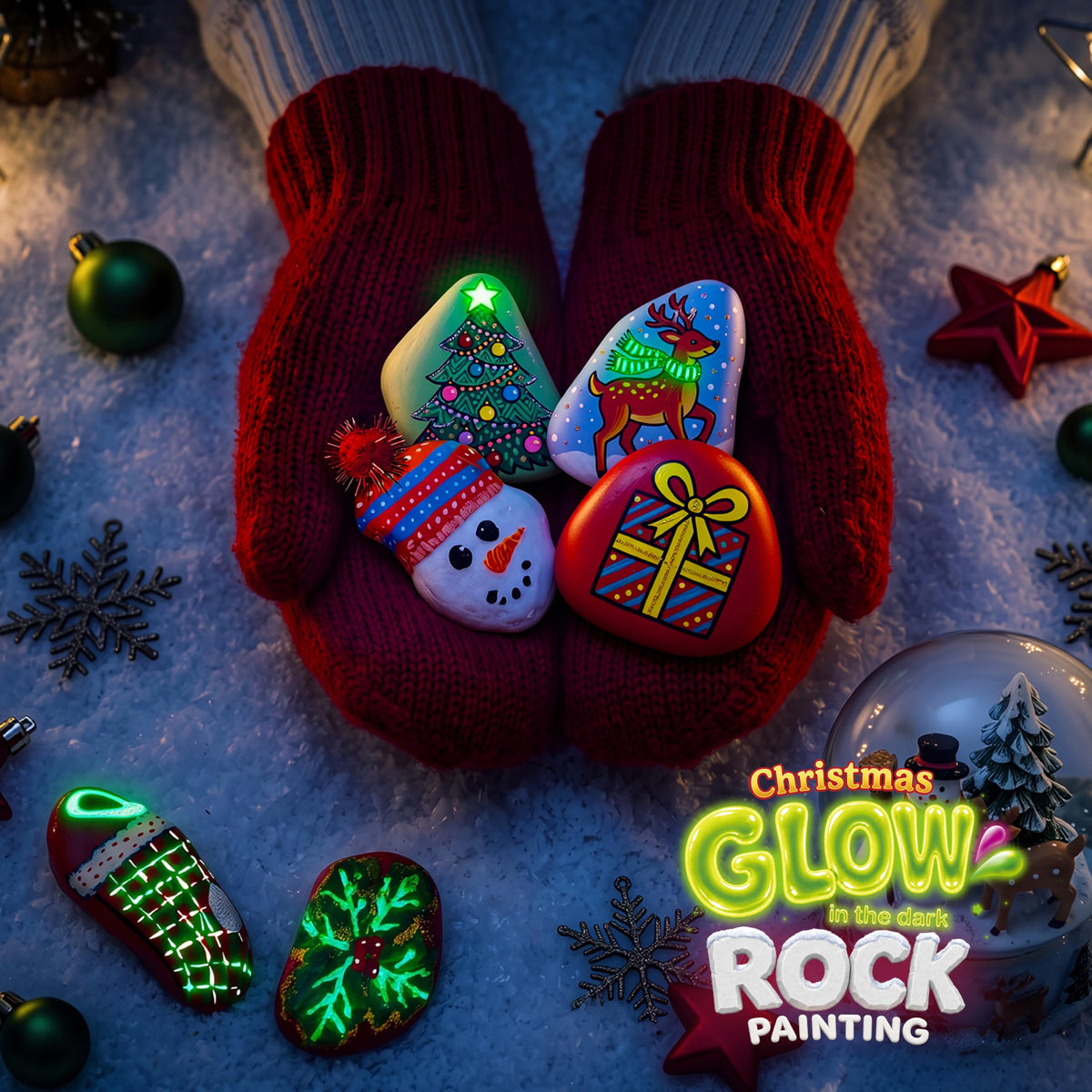 Rock Painting Kit- Glow in The Dark Rock Kit, Arts and Crafts for Kids Ages 6-12, Art Supplies Toy, Kids Craft Paint Kits, Arts & Crafts for Boys Girls Birthday Party Gift Toy