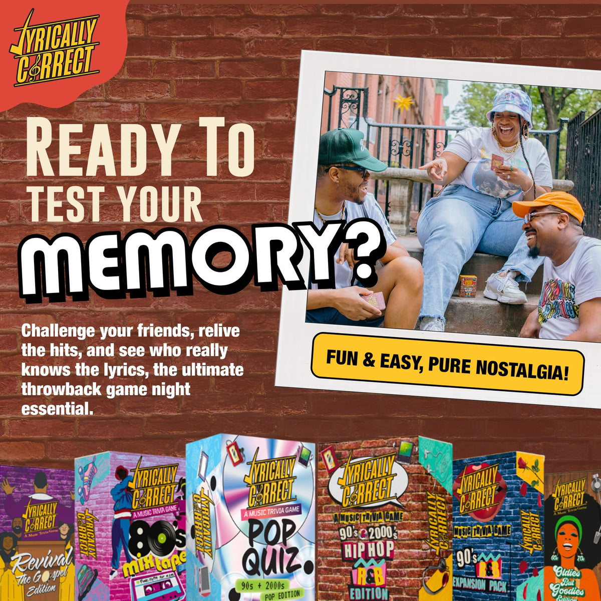 Lyrically Correct '90s & 2000s Pop Edition – Music Trivia Family Card Game