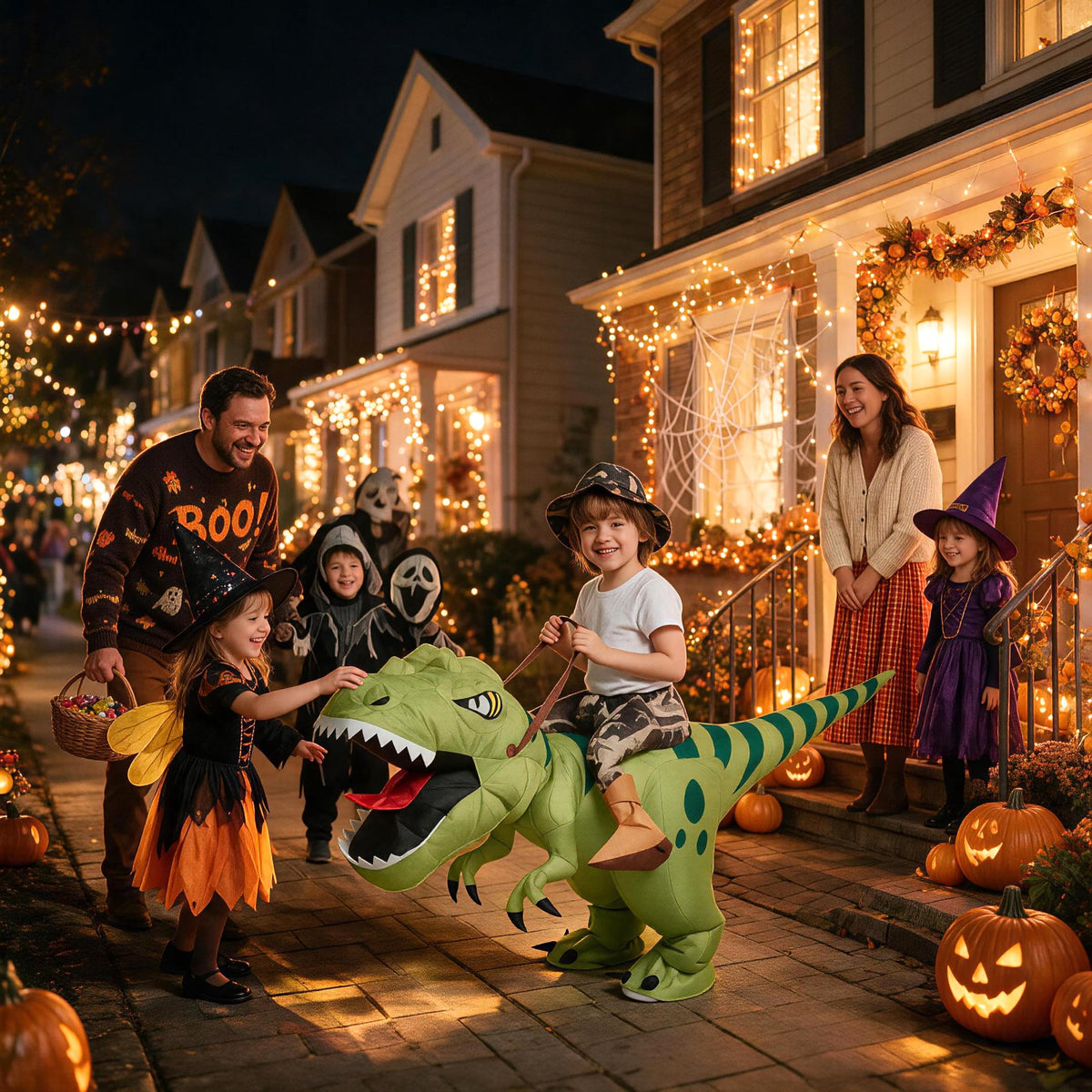 Inflatable Dinosaur Costume for Kids,Blow Up Halloween T Rex Suit