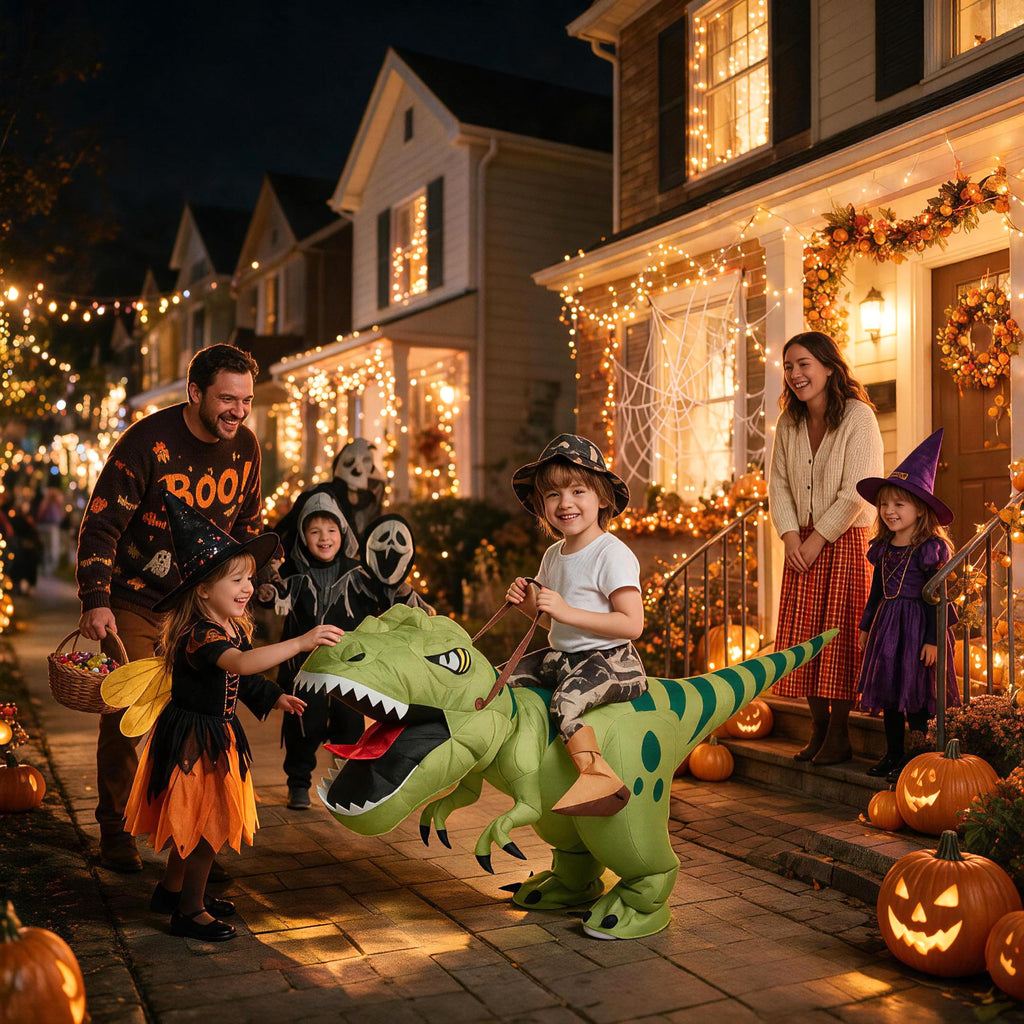Inflatable Dinosaur Costume for Kids,Blow Up Halloween T Rex Suit