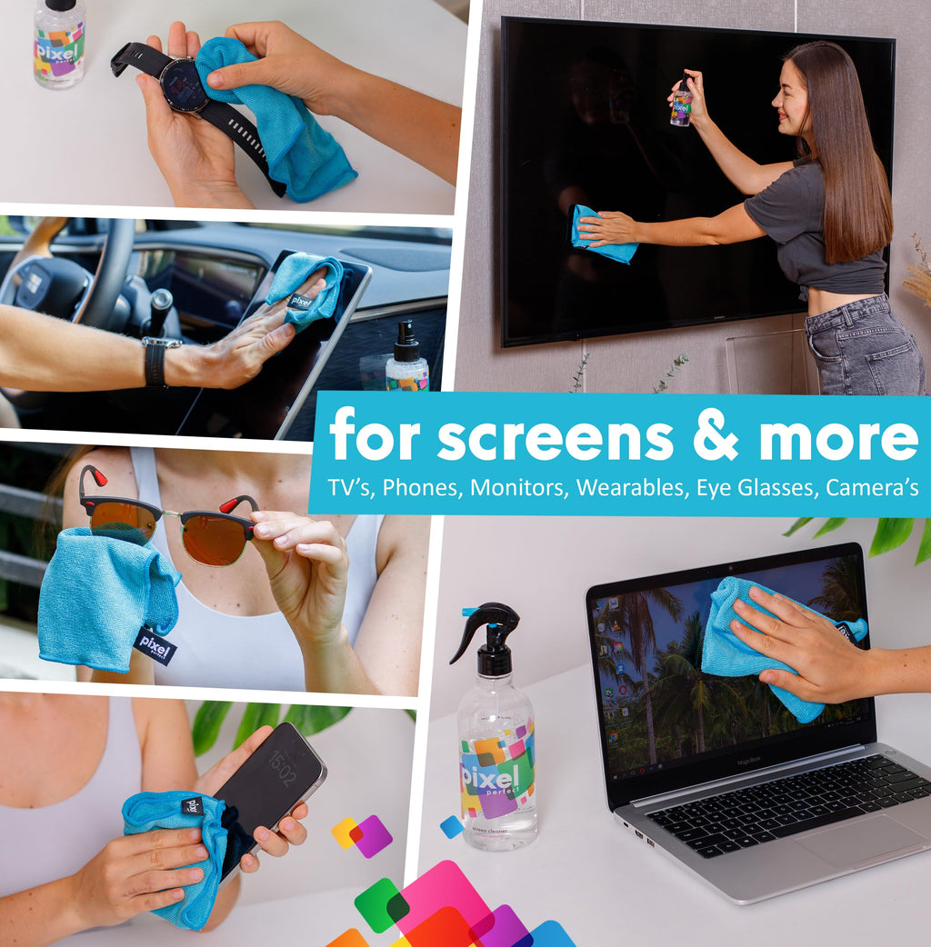Pixel 500ml Screen Cleaner Spray & Microfiber Cloth Kit for LED, OLED, QLED, LCD TV, Laptops, Monitors, Phones, Tablets, Premium Natural Spray Cleaning Kit