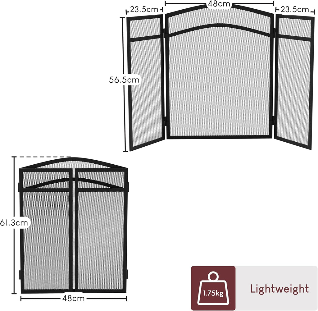 FIRE VIDA Milton Fire Screen Spark Guard Arched, Metal, Black
