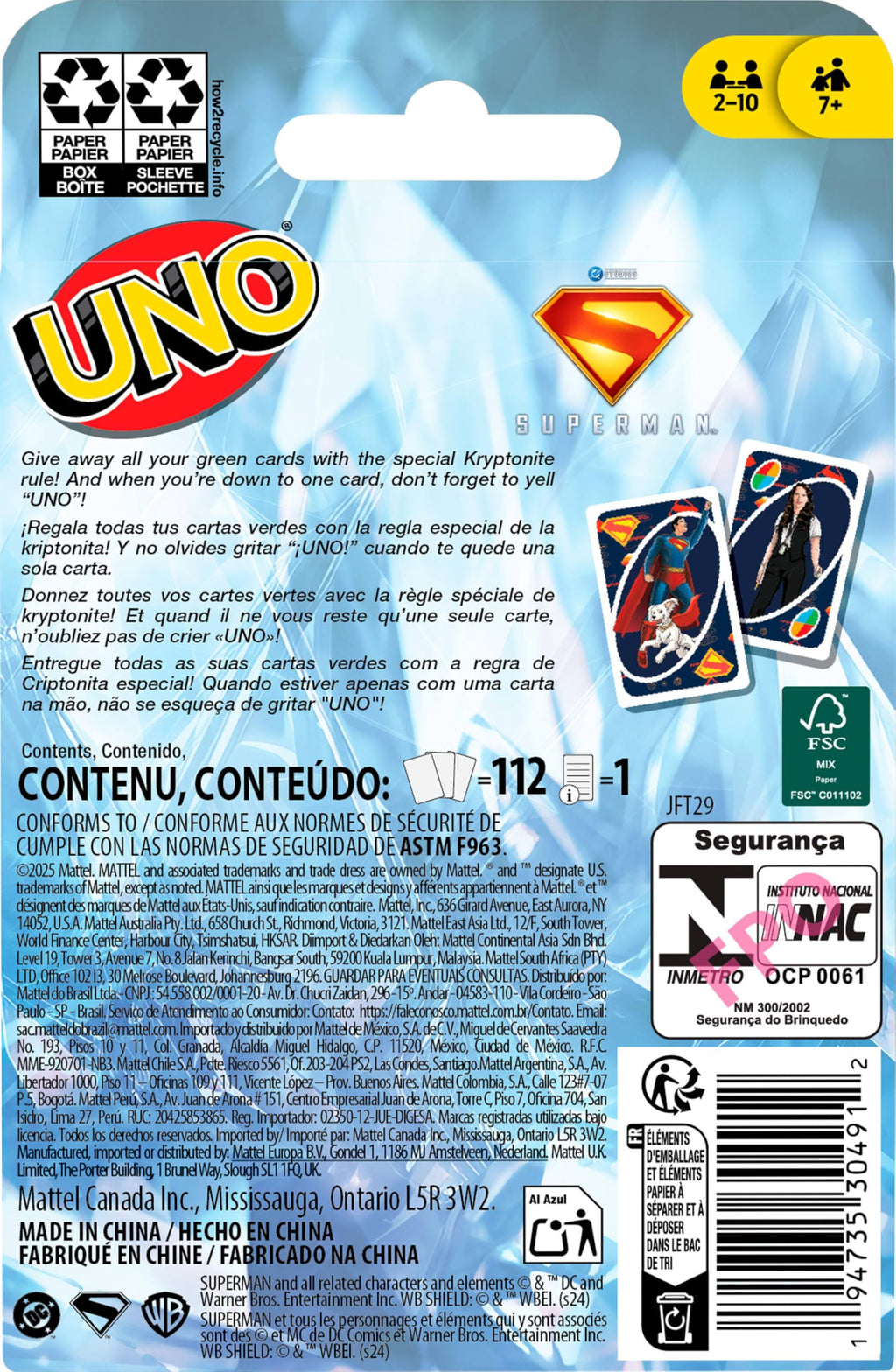 Mattel Games UNO Minecraft Card Game with Storage Tin,Ages 7+