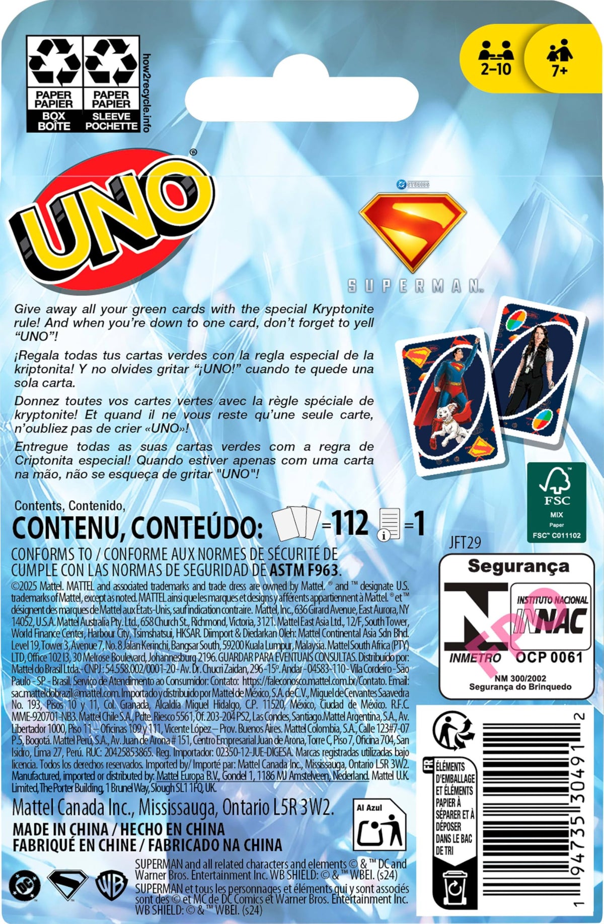 Mattel Games UNO Minecraft Card Game with Storage Tin,Ages 7+
