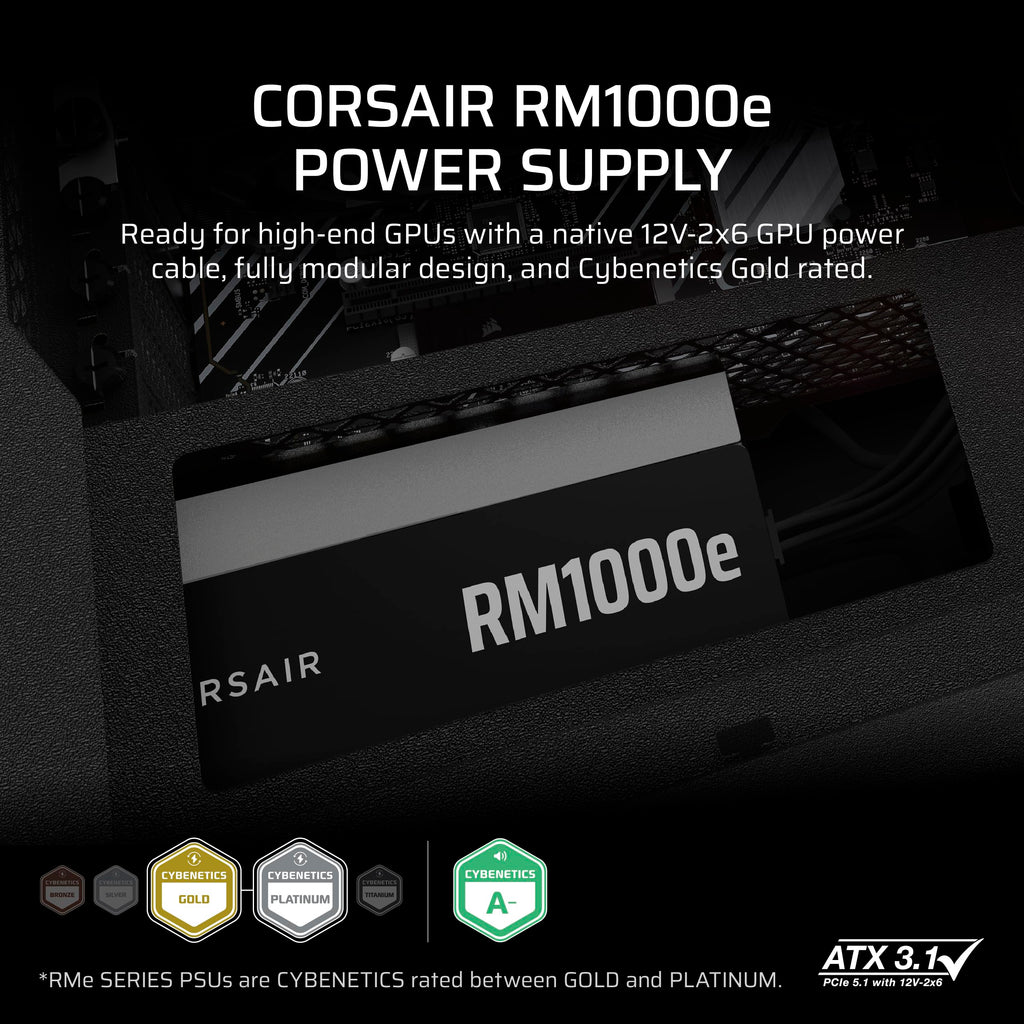 CORSAIR RM850e (2025) Fully Modular Low-Noise ATX Power Supply – Black