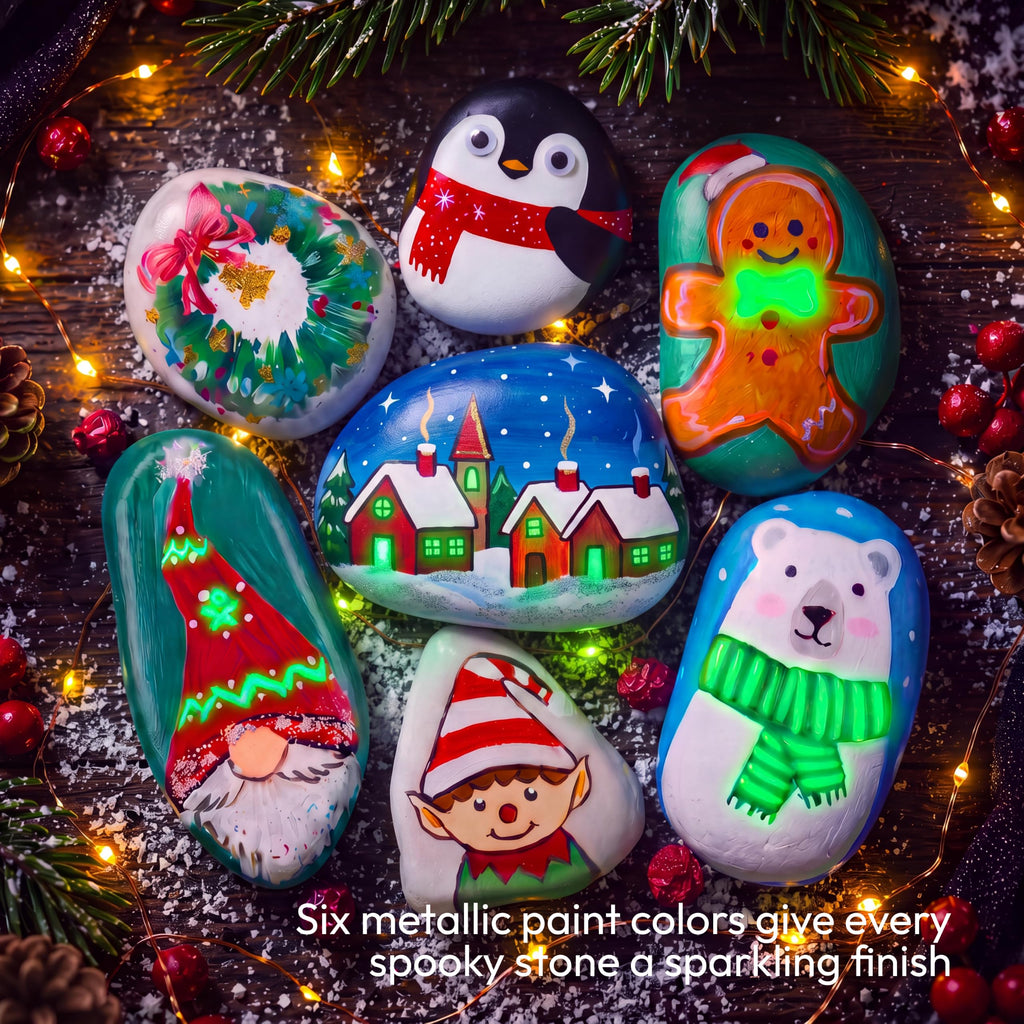 Rock Painting Kit- Glow in The Dark Rock Kit, Arts and Crafts for Kids Ages 6-12, Art Supplies Toy, Kids Craft Paint Kits, Arts & Crafts for Boys Girls Birthday Party Gift Toy