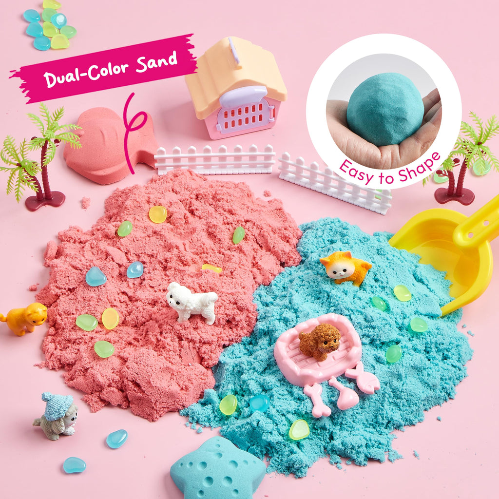 JOVA Klever Kits Construction Sensory Bin for Kids with Glow in The Dark Stones, Sandbox with Lid Castle Building kit, Preschool Learning Activities Gifts for Boys Girls Age 3+