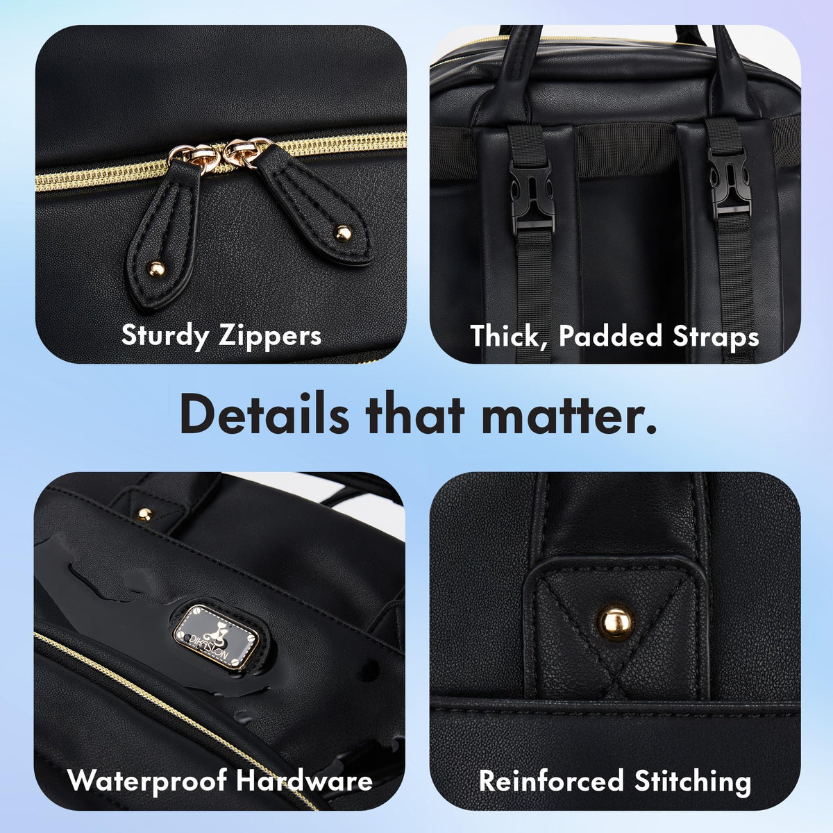 Dikaslon Baby Changing Bag Backpack, Large Nappy Back Pack Multifunction Baby Bags with Portable Changing Mat, Pacifier Holder, and Stroller Straps, for Mom and Dad