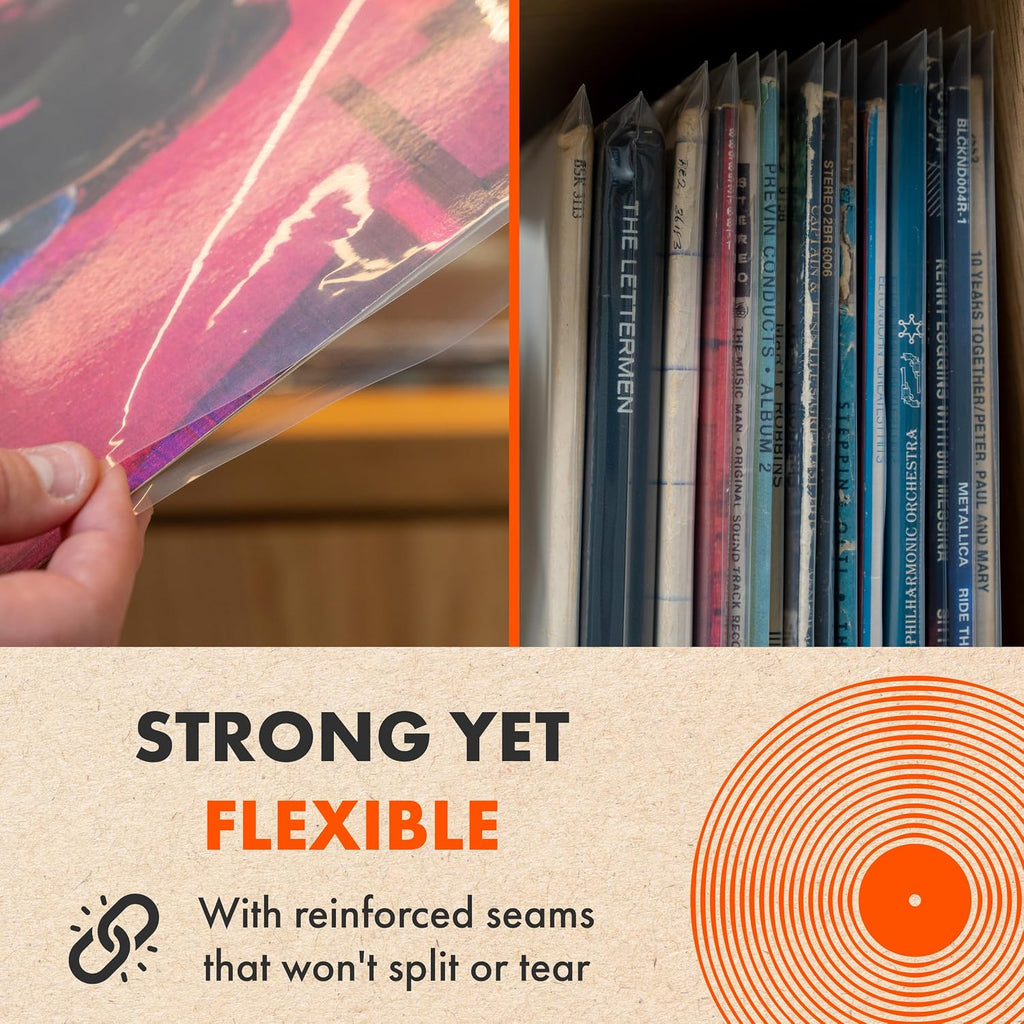 SPINCARE 100x 12 Inch Density UV Protection Outer Vinyl Record Sleeves