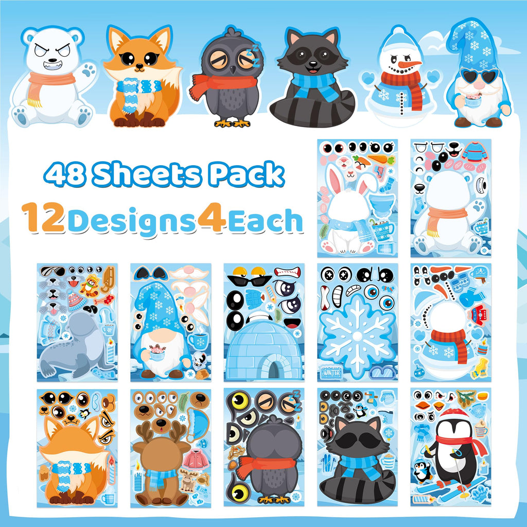 48 Sheets Pumpkin Face Stickers Kids Halloween Party Favors Crafts