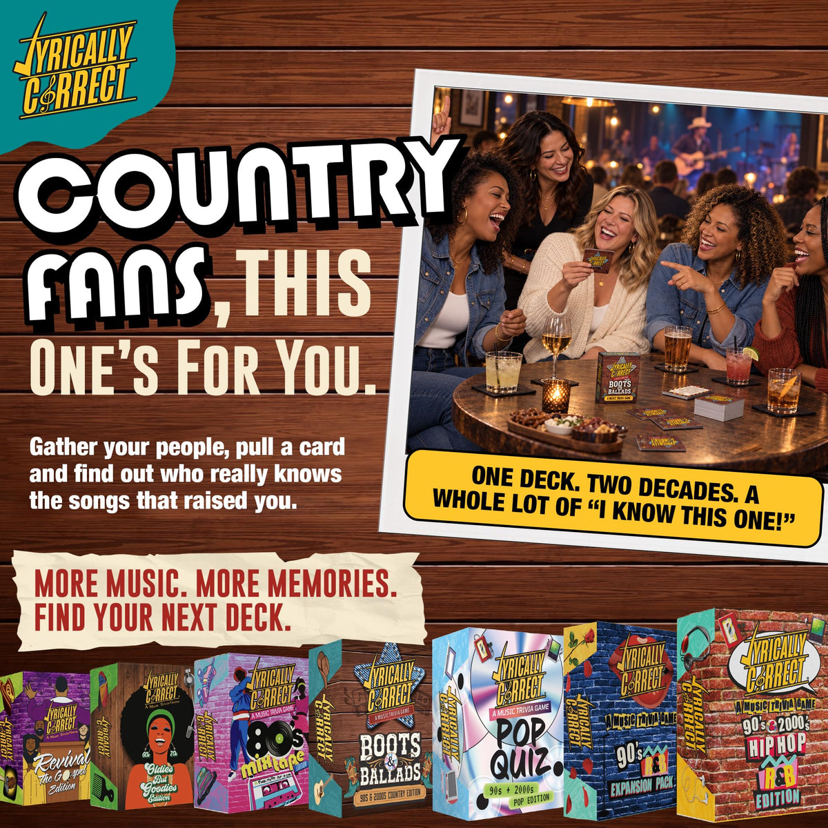 Lyrically Correct '90s & 2000s Pop Edition – Music Trivia Family Card Game