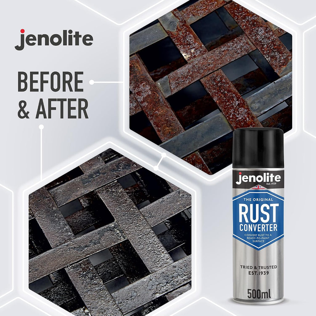 JENOLITE Rust Converter Spray 500ml - Aerosol Rust Treatment for Metal