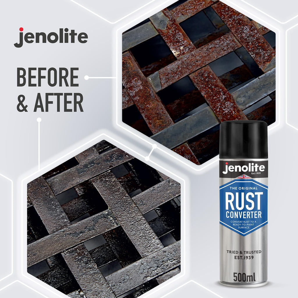 JENOLITE Rust Converter Spray 500ml - Aerosol Rust Treatment for Metal
