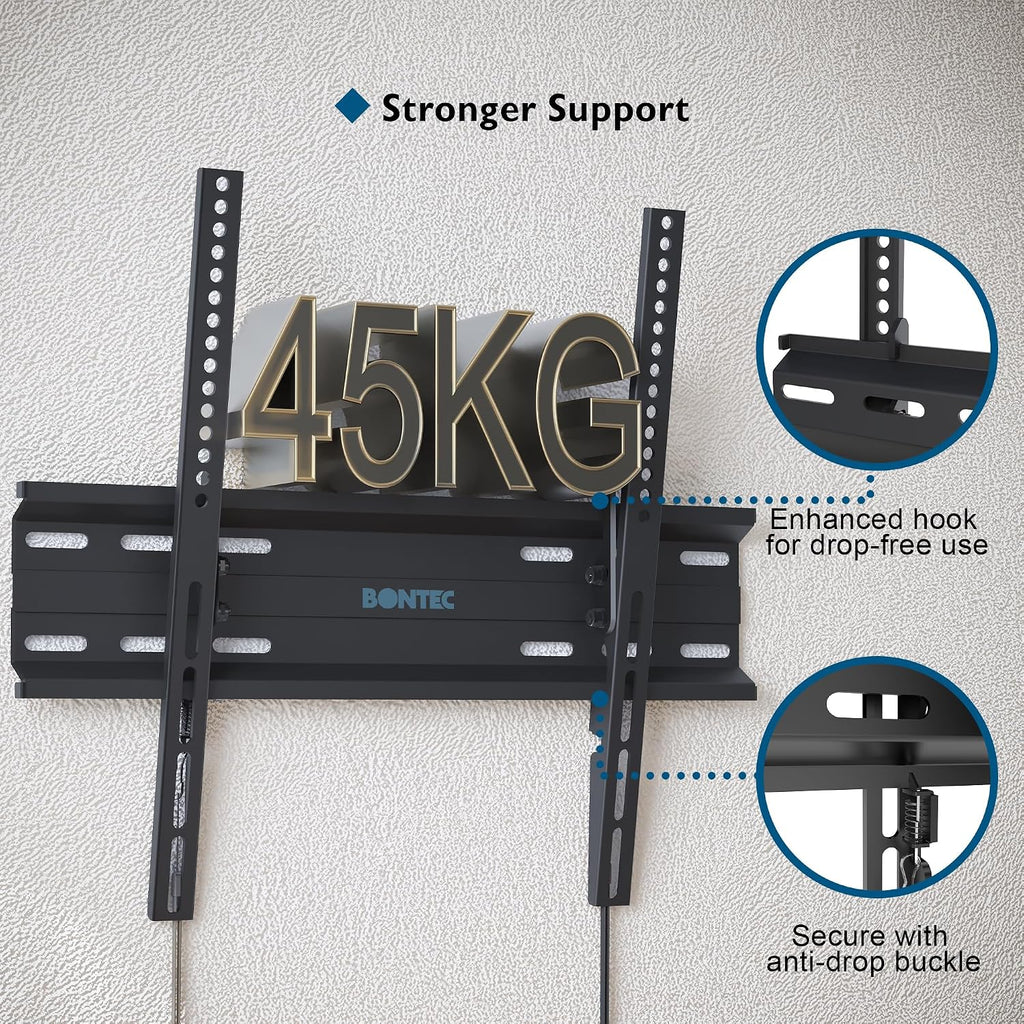 BONTEC TV Wall Bracket, Tilting TV Wall Mount for 23-60 Inch TVs, 45 kg